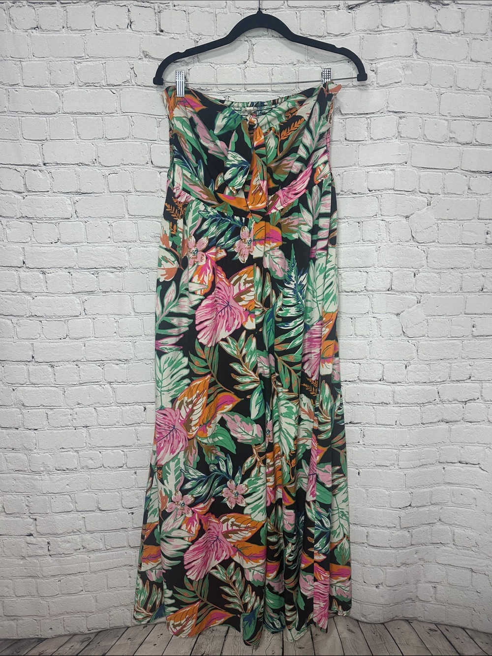 Ee:some tropical floral print strapless wide-leg jumpsuit Size Large